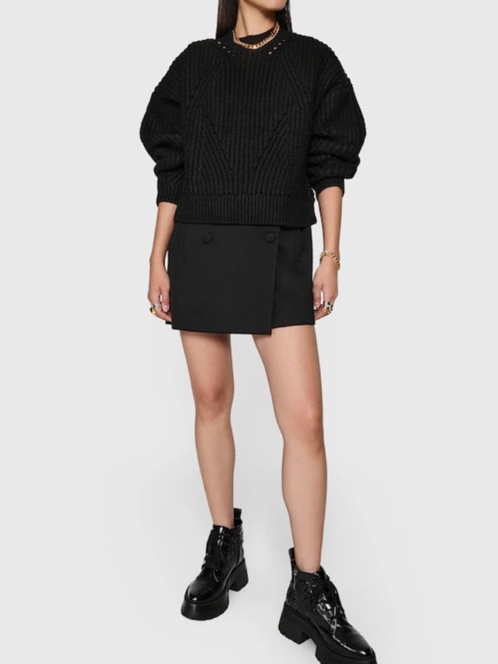 Rebecca Minkoff Brooks Oversize Split Hem Sweater Black Large Nwt